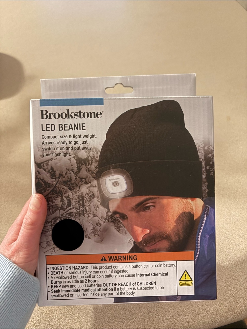 Brookstone Black LED Beanie Running Hat with Integrated Light